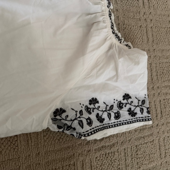 White Dress with Black Floral Embroidery - Picture 5 of 9